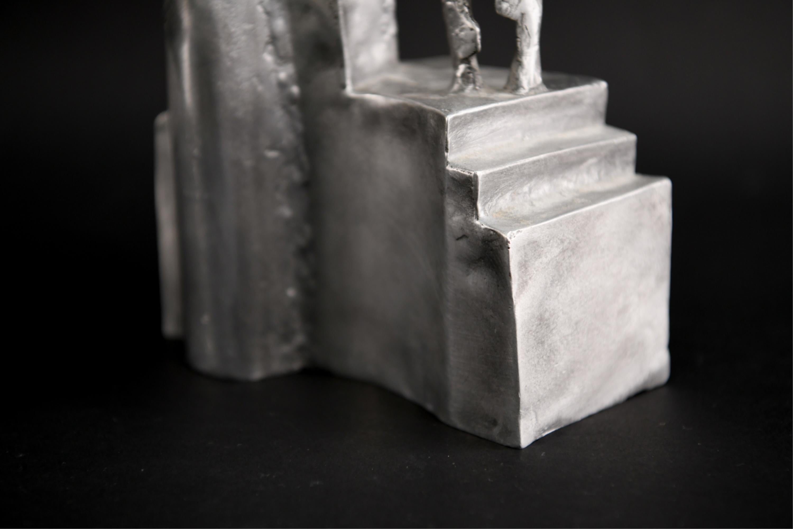 Helen Hosking 1980 Escultura de aluminio de la Edad de las Máquinas 5