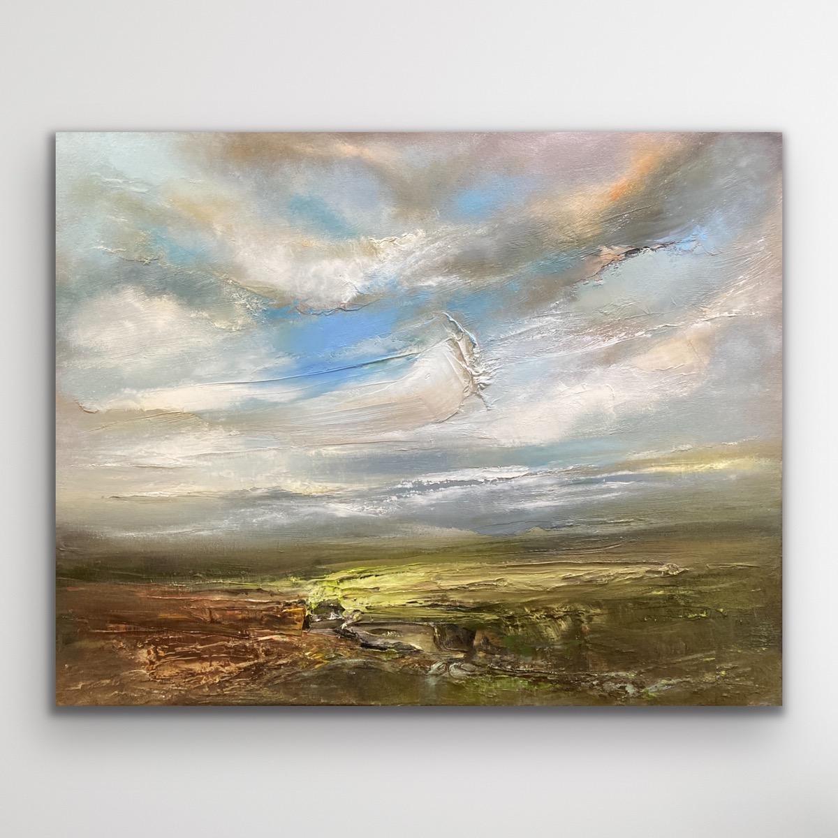 Across the Field by Helen Howells, original artwork, landscape, contemporary - Abstract Painting by Helen Howells 