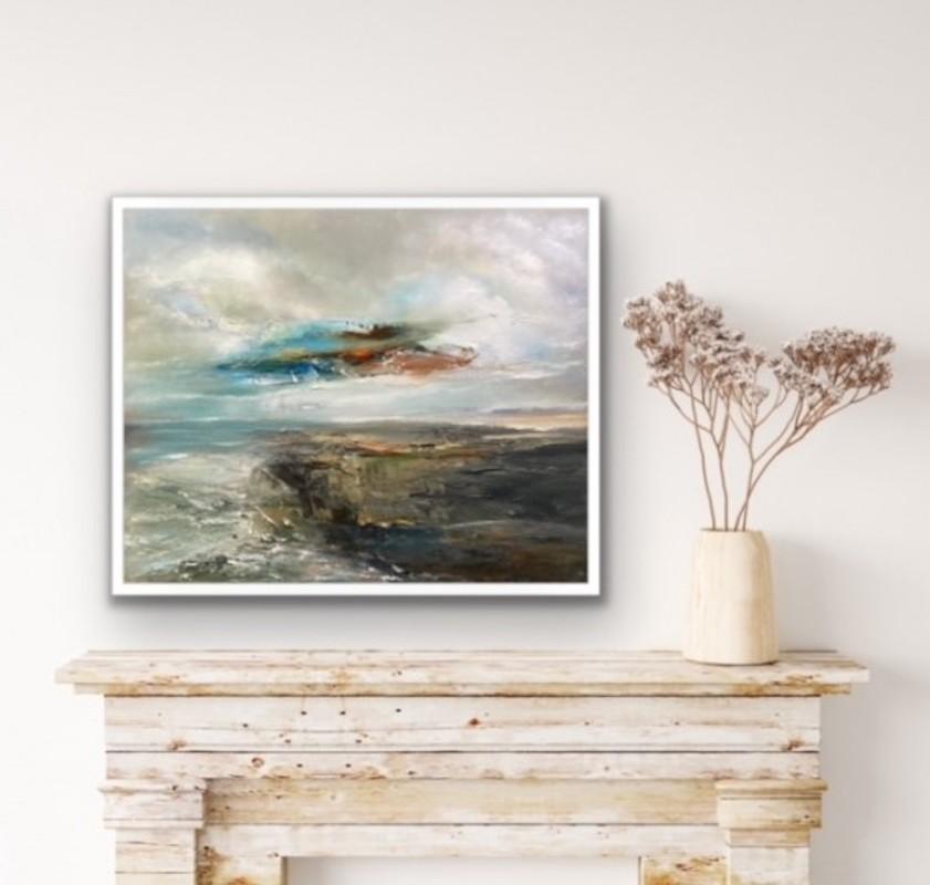 Breaking Cloud Over Cliffs, Original painting, Welsh coast, Seascape - Painting by Helen Howells