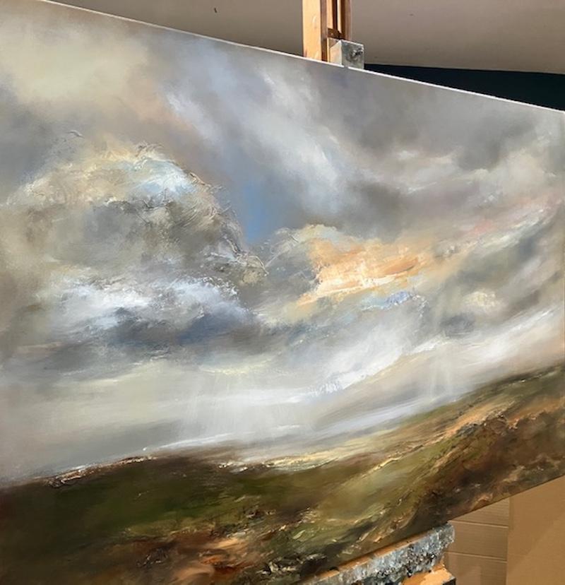 Breakthrough Light Across The Mountain, Originalgemälde, Landschaft (Zeitgenössisch), Painting, von Helen Howells