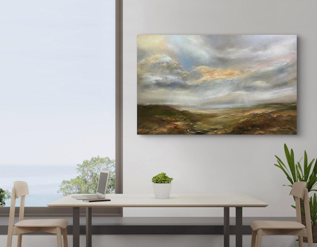 Breakthrough Light Across The Mountain, Originalgemälde, Landschaft im Angebot 1