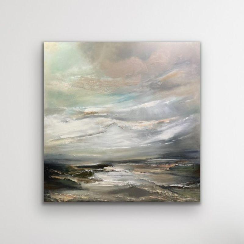 Küstenspiegel, walisische Meereslandschaft, Gemälde, strukturierte Landschaftsmalerei, Kunst von Wales (Abstrakter Impressionismus), Painting, von Helen Howells