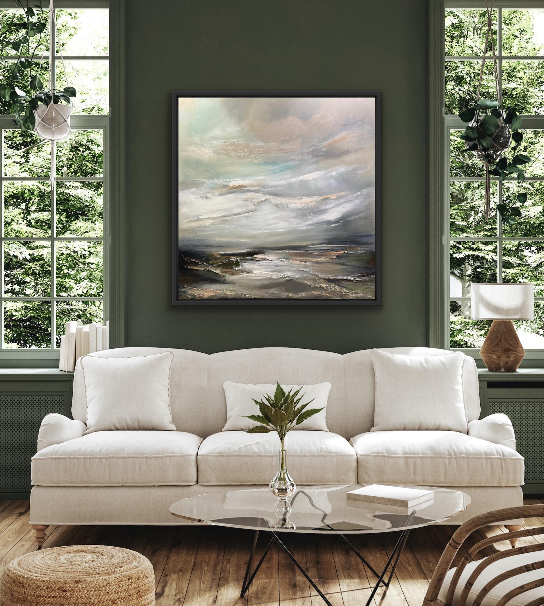 Coastal Skies, Welsh Seascape Painting, Textured Landscape Painting Art of Wales For Sale 3