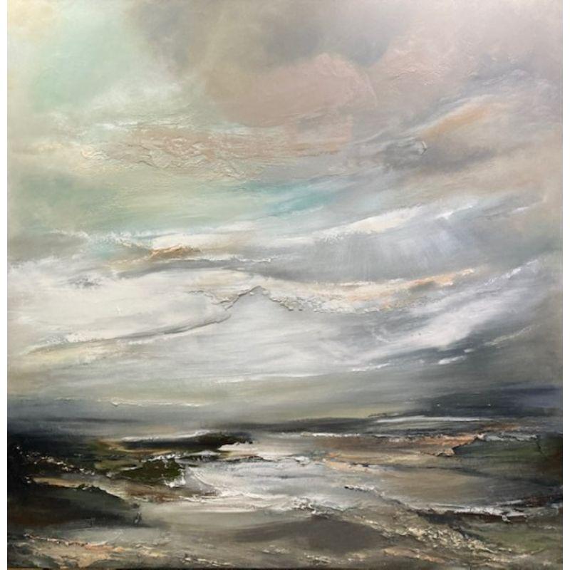 Helen Howells Still-Life Painting - Coastal Skies, Welsh Seascape Painting, Textured Landscape Painting Art of Wales