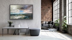 Estuary View, Textured Seascape Painting, Contemporary Semi Abstract Art