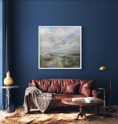 Littoral éthéré, peinture originale, semi-abstraite, paysage, nature, ciel
