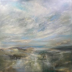 Ethereal Coastline, Original Painting, Semi Abstract, Landscape, Nature, sky  