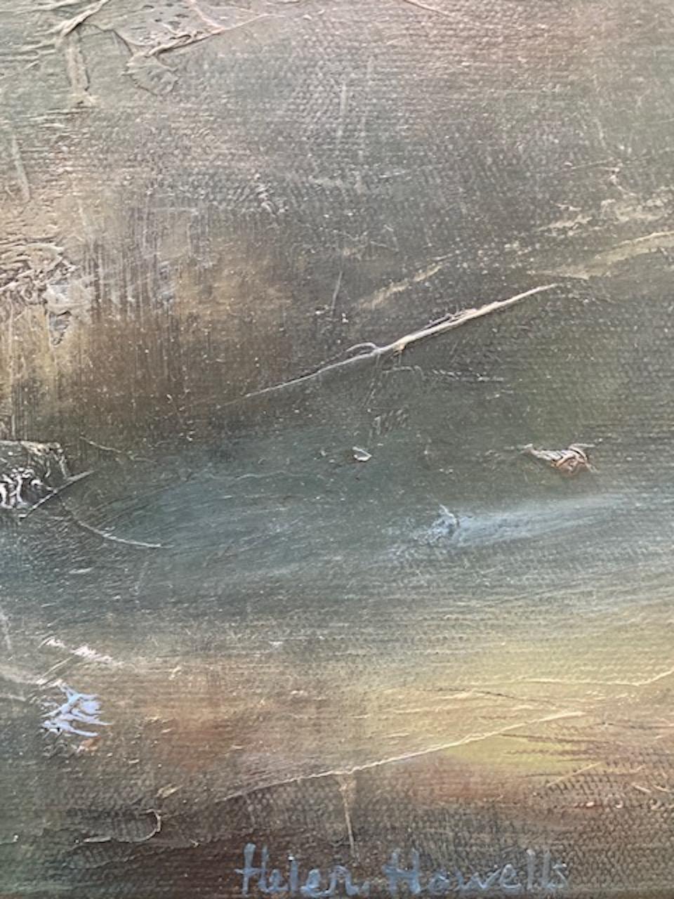 Costa etérea, Pintura original, Paisaje marino semiabstracto, Arte oceánico, Azul en venta 2