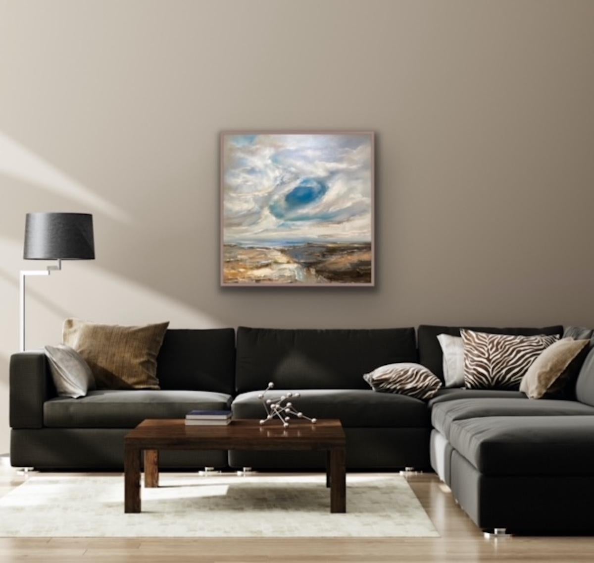 Nuages Fallstreak, peinture originale, paysage, paysage ciel, art abstrait - Painting de Helen Howells