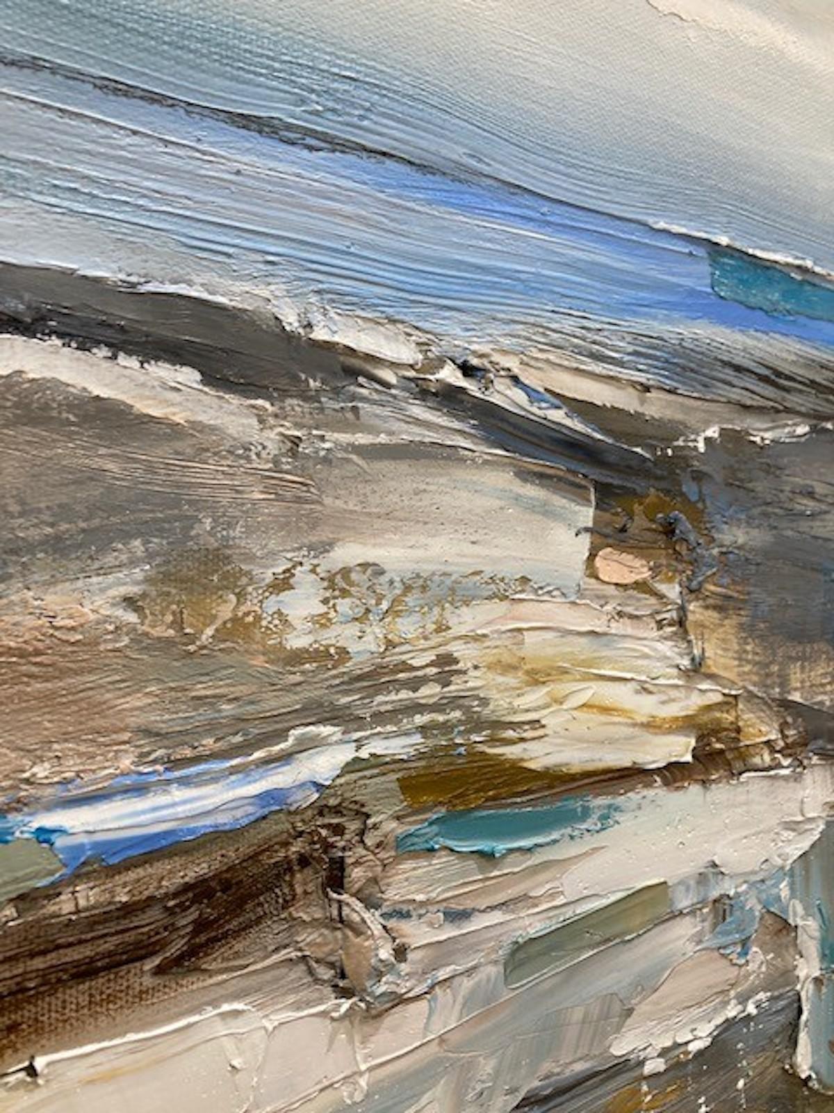 Nuages Fallstreak, peinture originale, paysage, paysage ciel, art abstrait - Gris Abstract Painting par Helen Howells