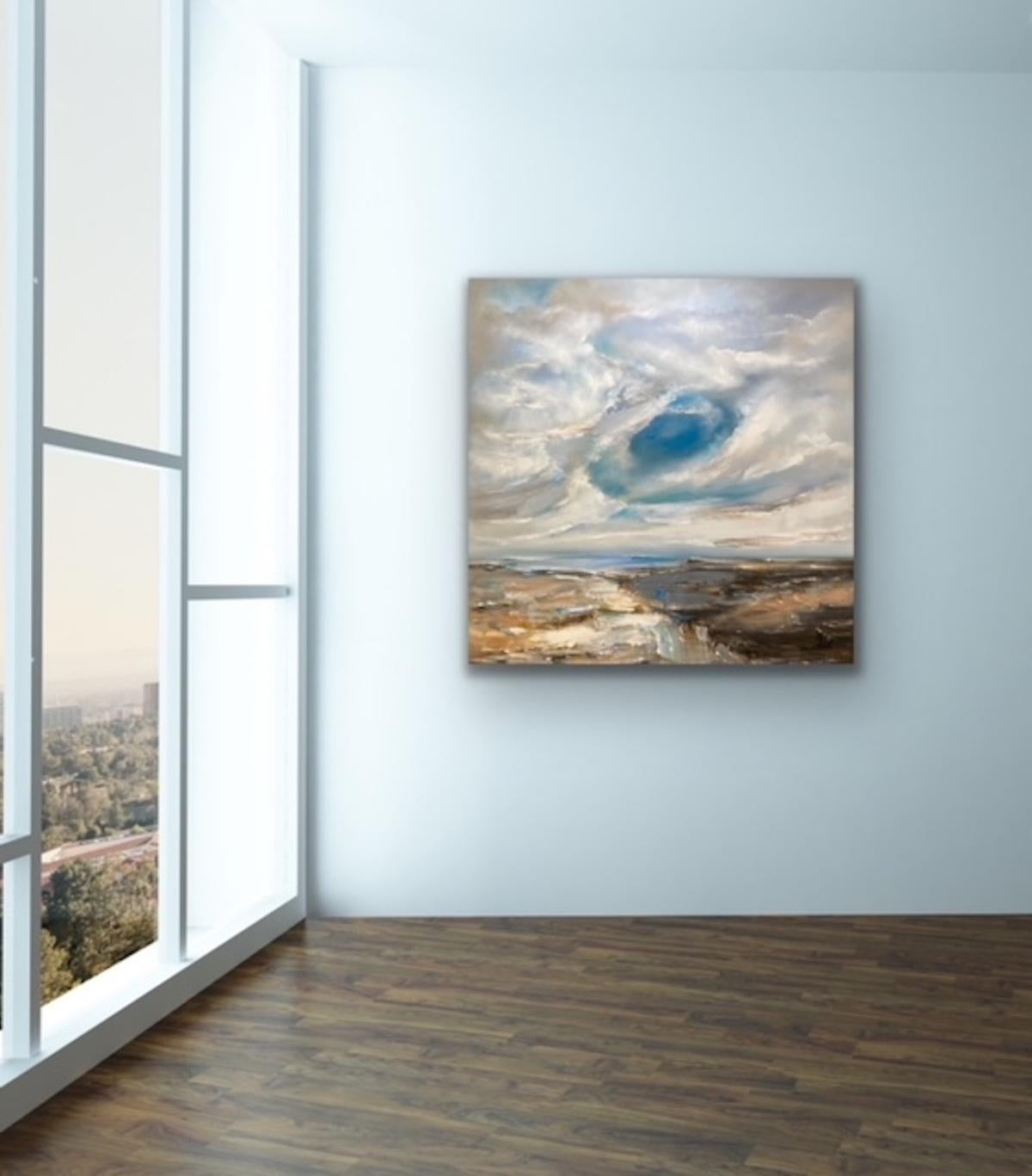 Nuages Fallstreak, peinture originale, paysage, paysage ciel, art abstrait en vente 3