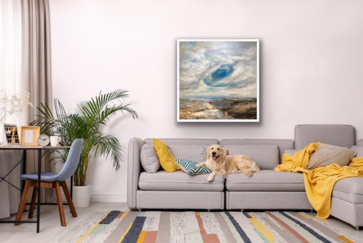 Nuages Fallstreak, peinture originale, paysage, paysage ciel, art abstrait en vente 4