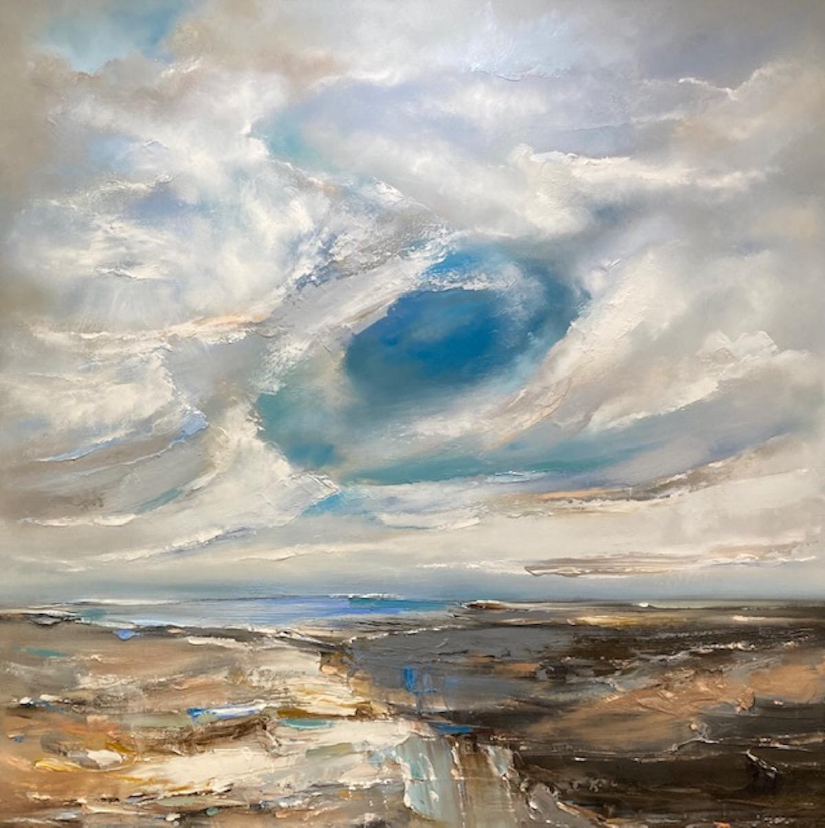Abstract Painting Helen Howells - Nuages Fallstreak, peinture originale, paysage, paysage ciel, art abstrait