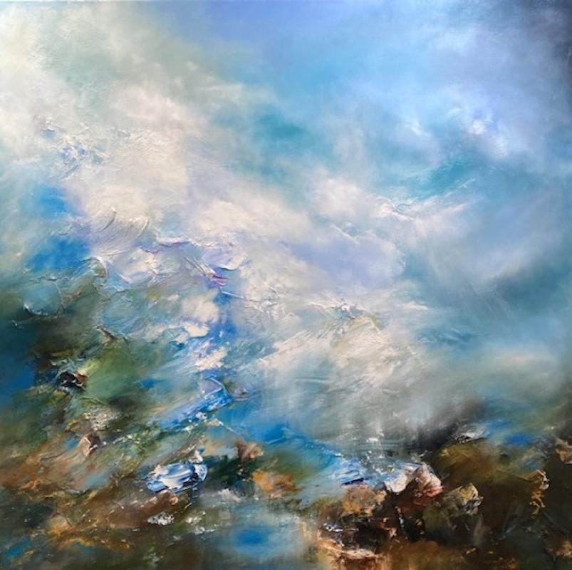 Helen Howells Landscape Painting - Hazy Summer Day, Original Painting, Semi Abstract Landscaper painting, Wales