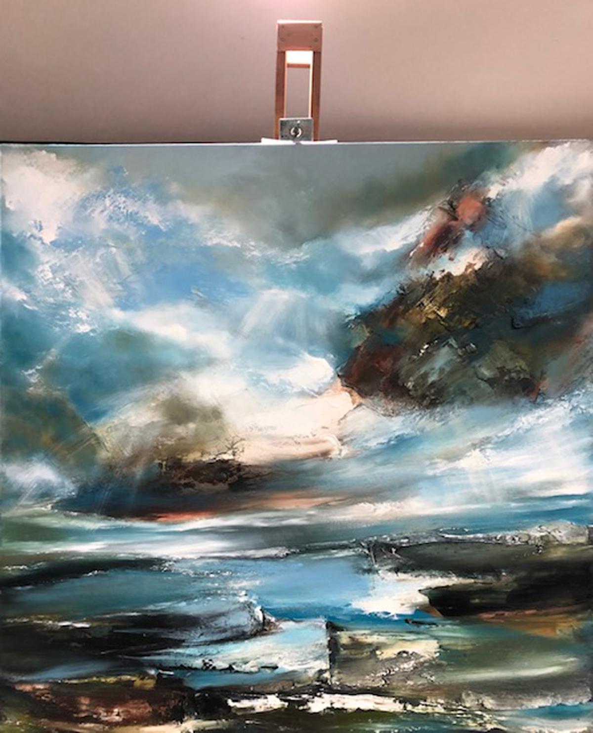 Helen Howells
Coastland
Original Oil Painting on Canvas
Oil Paint on Canvas
Canvas size: H 91cm x W 91cm x D 3.5cm
Sold Unframed
(Please note that in situ images are purely an indication of how a piece may look)

Coastland is an original seascape