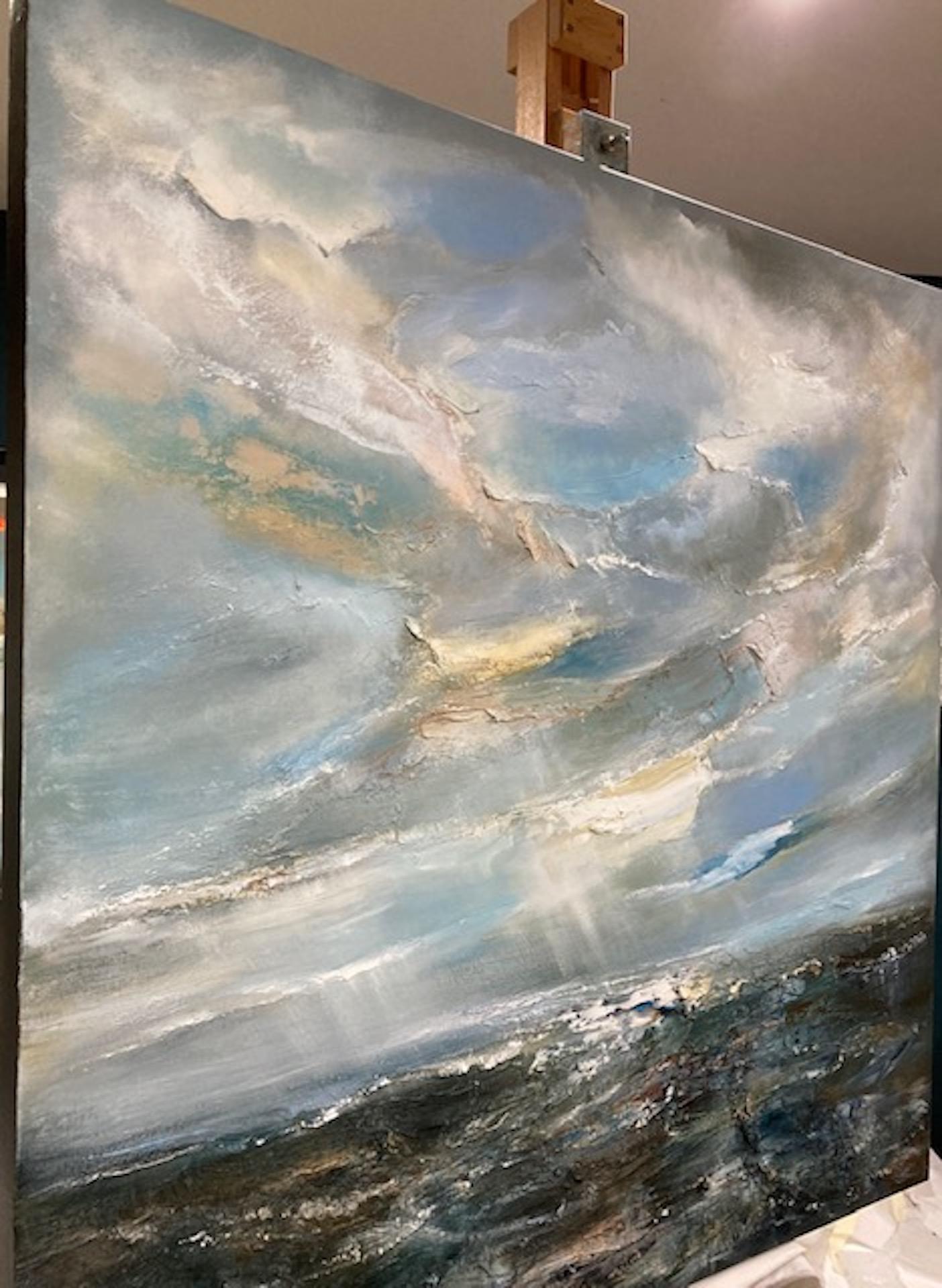 Helen Howells, Marea, Pintura original de paisaje marino, Arte de la costa del sur de Gales en venta 5