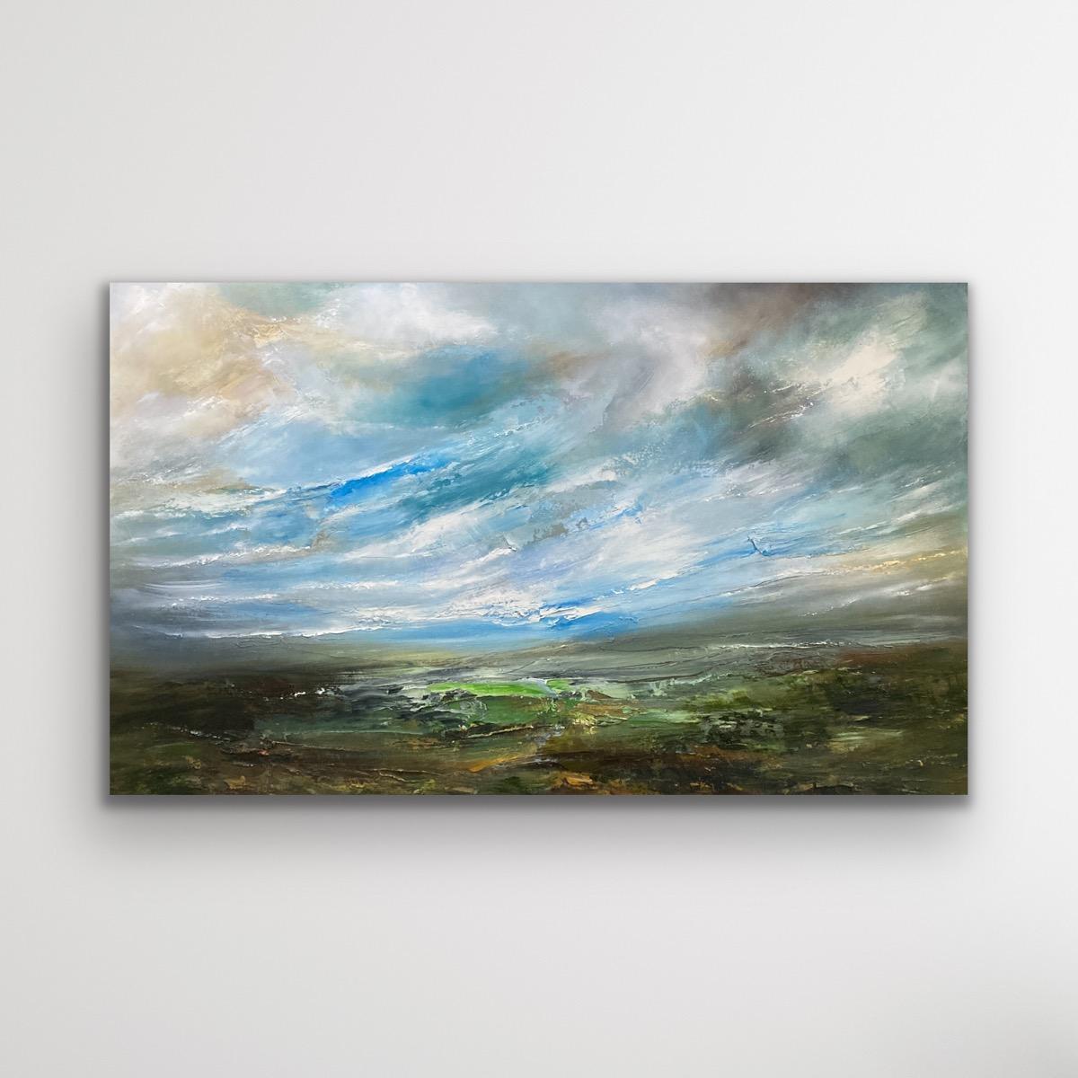 “Homeward” is an original landscape painting by Helen Howells. It was inspired by the emotional responses and memories of walks, taken along the Welsh landscape. It is not of any specific place, but is a combination of many, that have calmed my