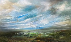 Homeward, peinture originale, peinture semi-abstraite de paysage, Pays de Galles