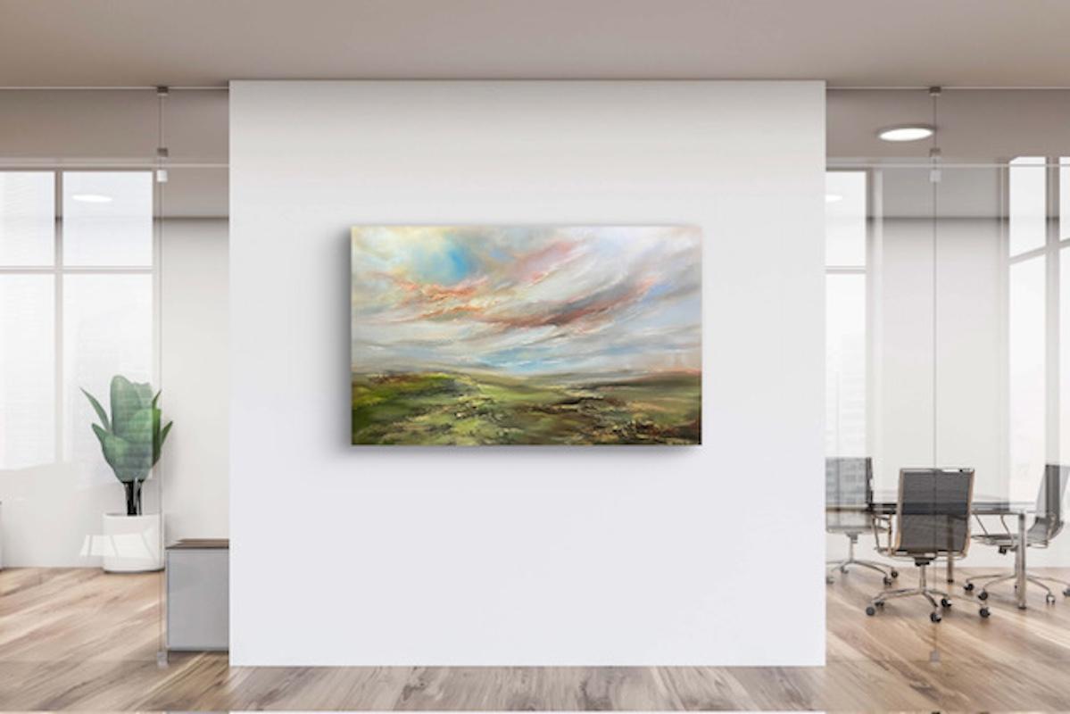 Luce mattutina sulla montagna, dipinto originale, paesaggio in vendita 2