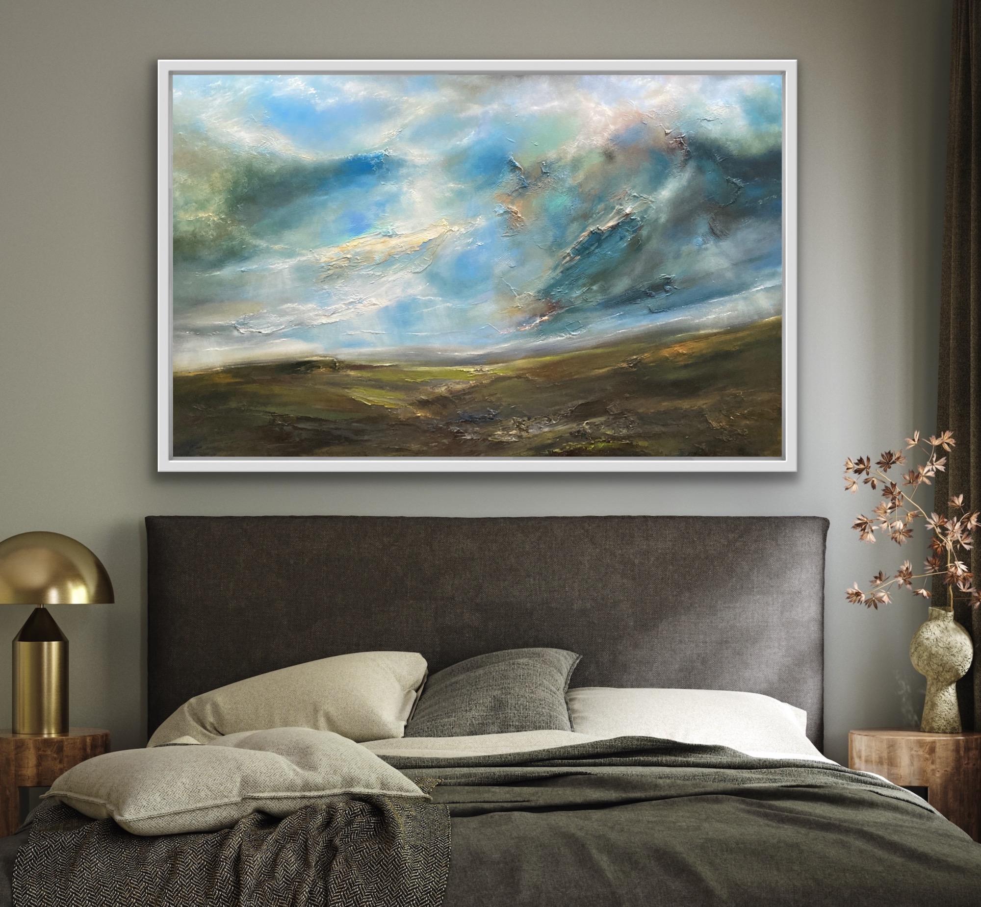 Viaje a la montaña, Pintura original, Paisaje marino semiabstracto, Arte oceánico, Azul en venta 6