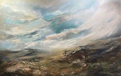 Haut de montagne, peinture de paysage gallois, peinture contemporaine de paysage texturé