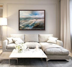 Spilling Waves, Original Painting, Textured Seascape, Welsh Coastal Art