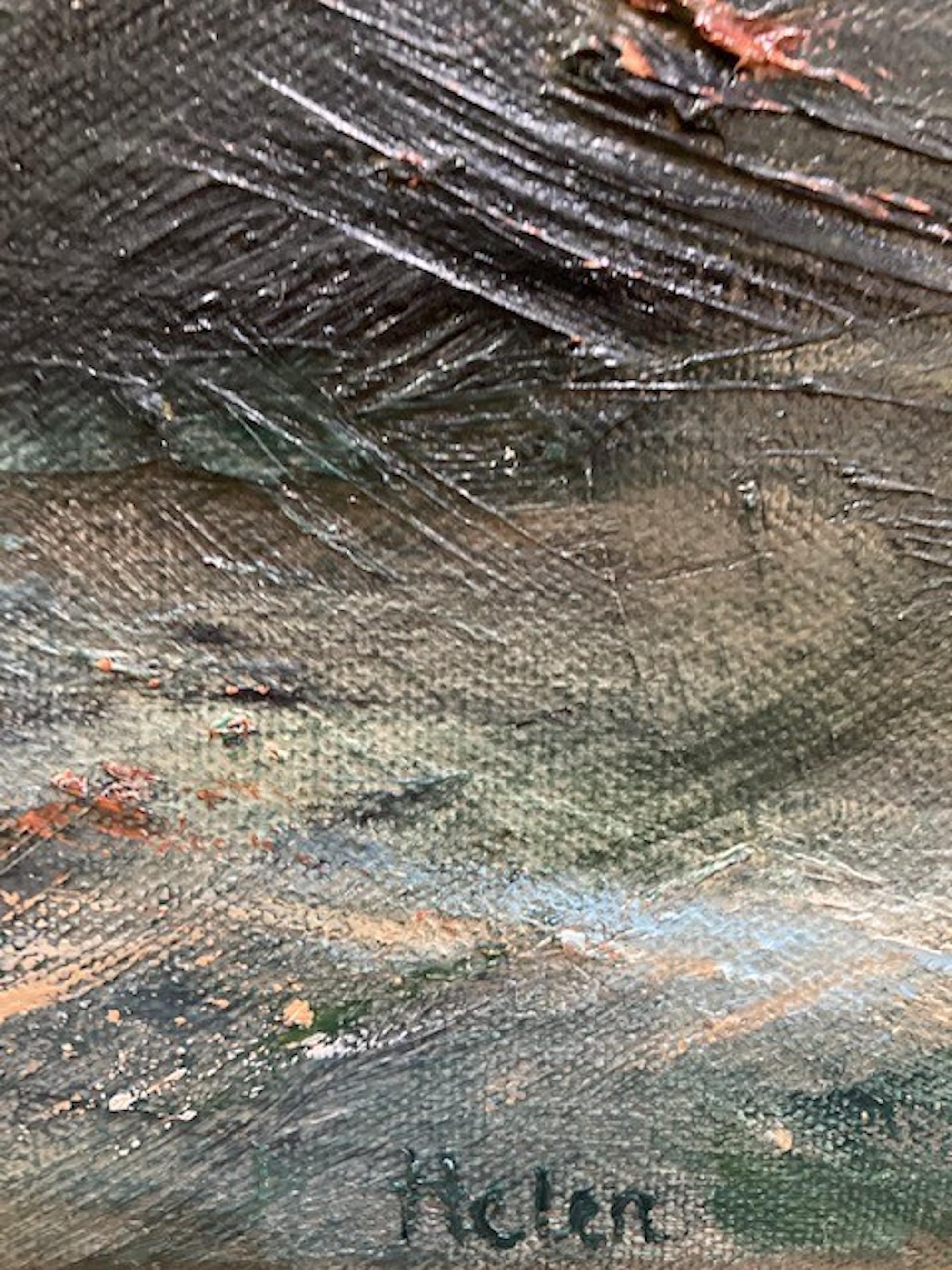 Spilling Waves, Original Painting, Textured Seascape, Welsh Coastal Art For Sale 2