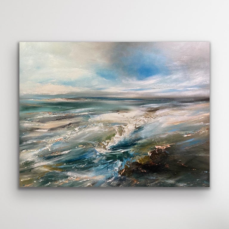 Curated visual reference: Textured Expressionist Painting Reference: Helen Howells Spilling Waves Textured Seascape Welsh Coastal