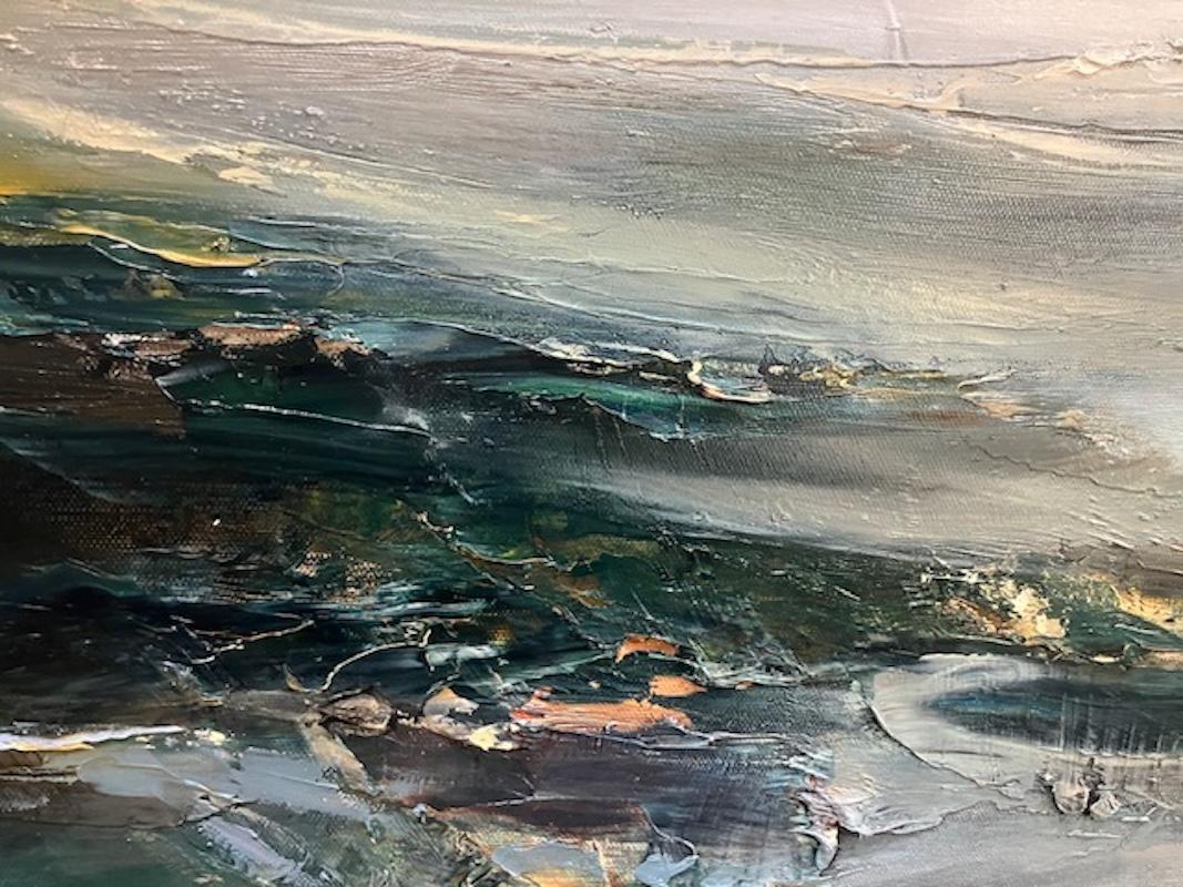Spring Tide - Gray Landscape Painting by Helen Howells