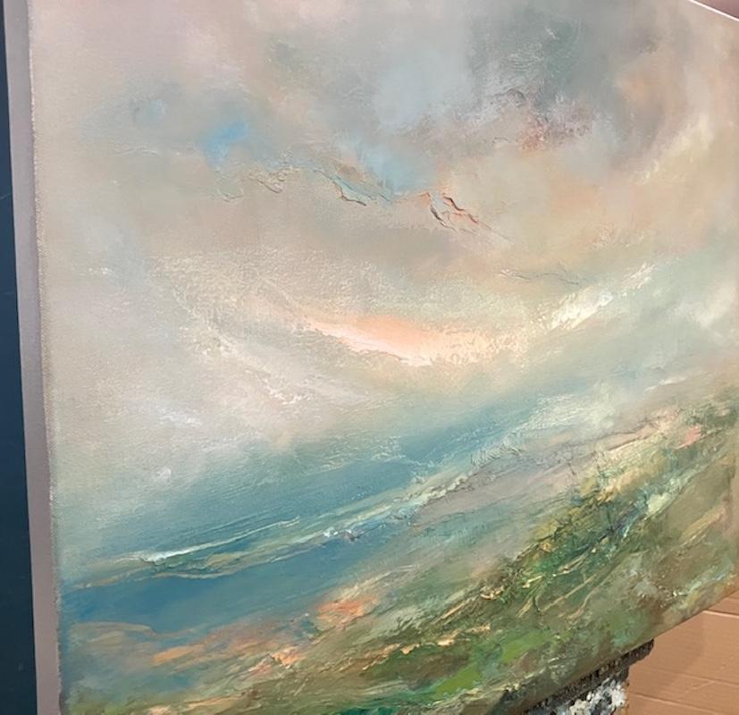 Summers Peak & Late Spring Walk, Diptychon, Originalgemälde, Landschaft (Grau), Landscape Painting, von Helen Howells