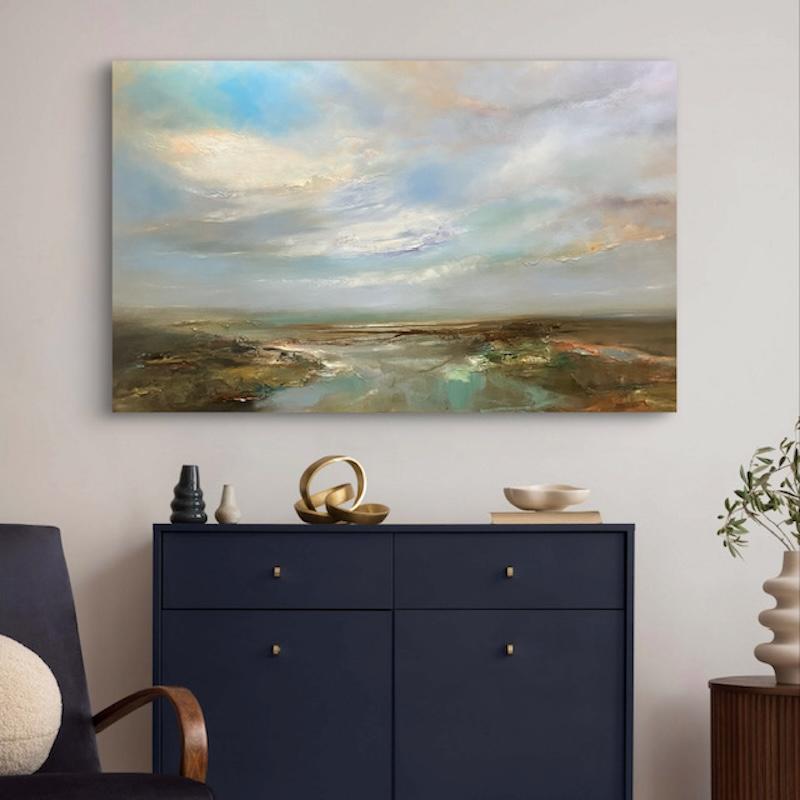 The Crossing & Mountain Ridge, diptych, landscape, original painting For Sale 1