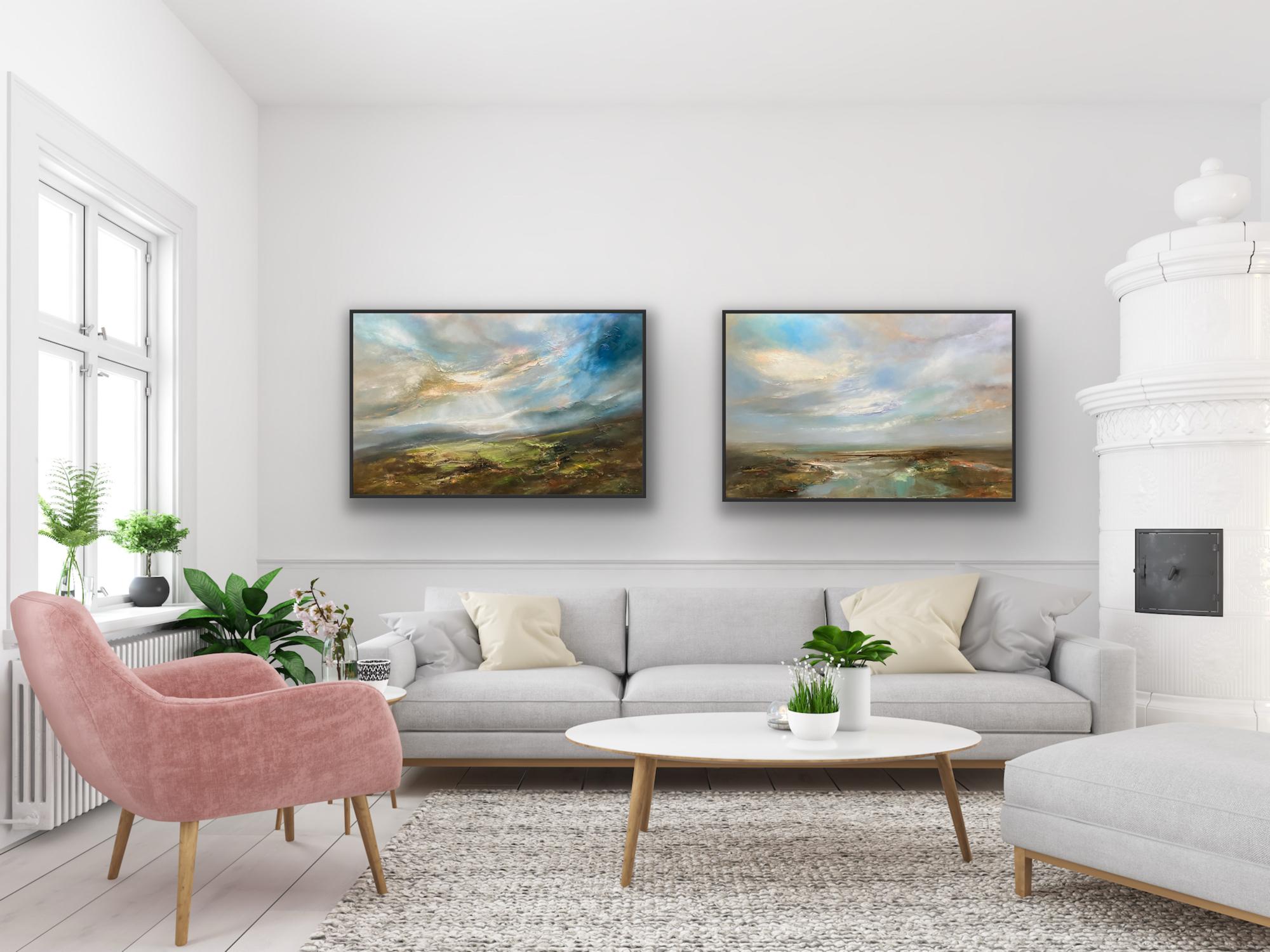 The Crossing & Mountain Ridge, diptych, landscape, original painting