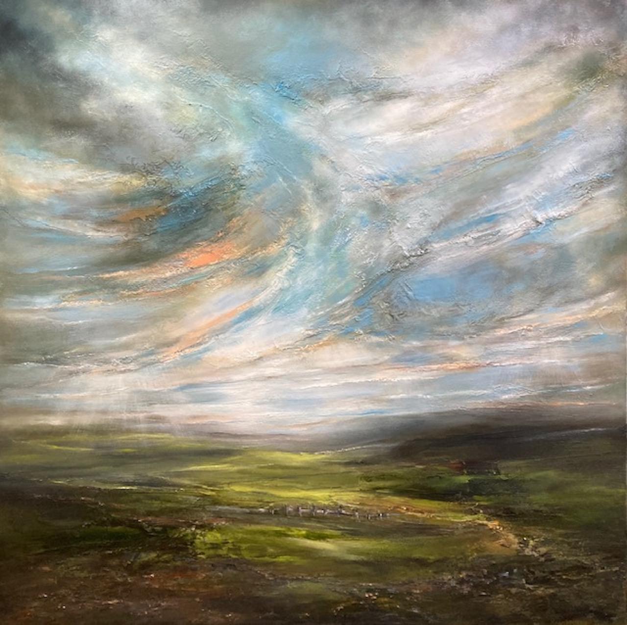 Las Montañas Viven, Pintura Original, Semi Abstracto, Paisaje, Naturaleza, cielo en venta 4