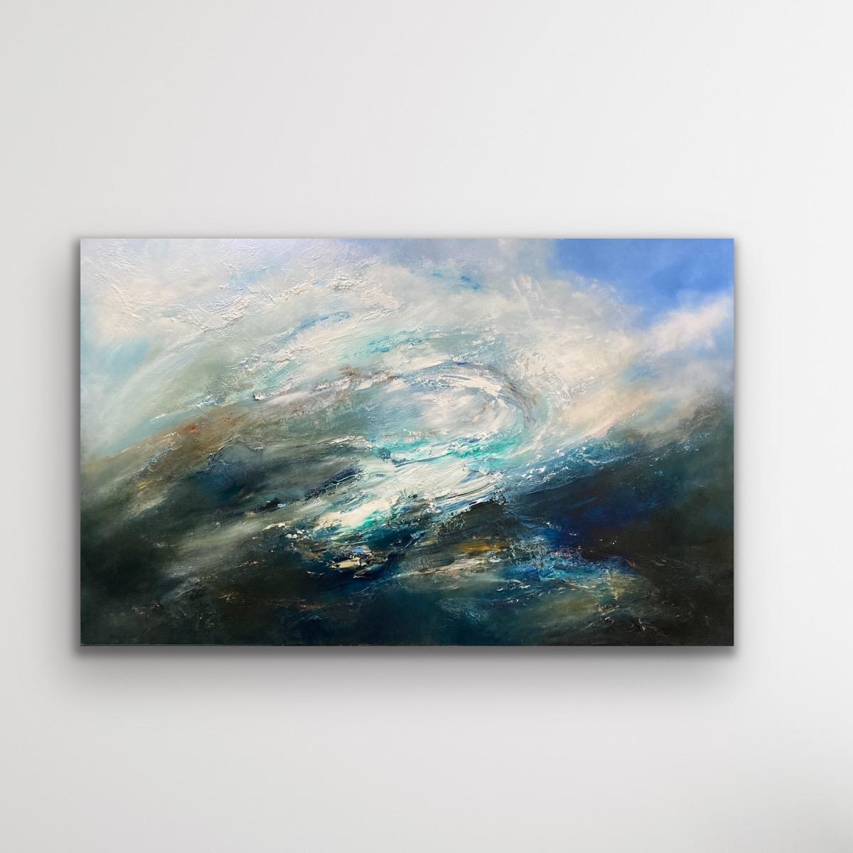 Wave, South Wales, Original Painting, Semi Abstract Seascape, Ocean art, Blue  For Sale 3