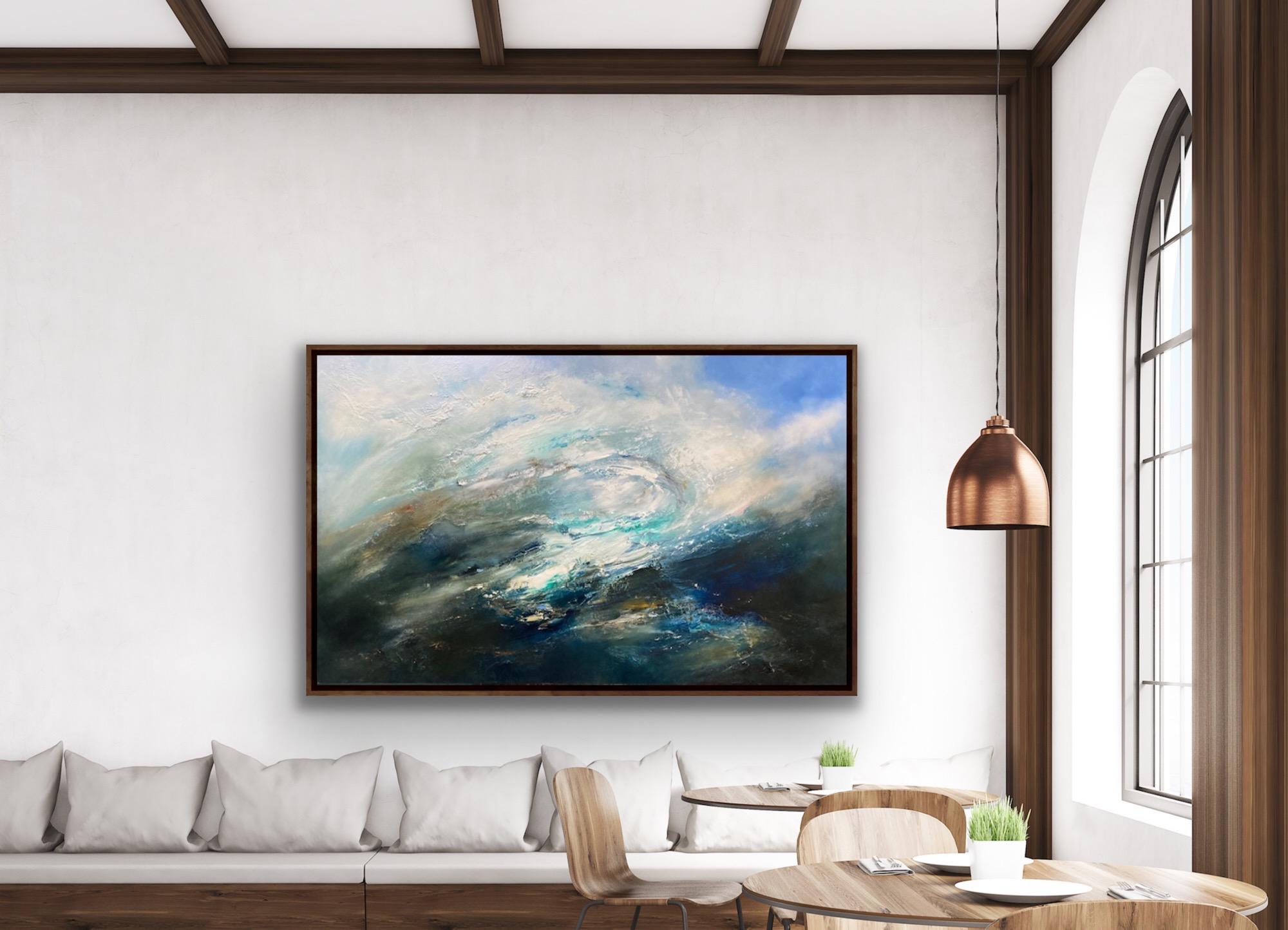 Wave, South Wales, Original Painting, Semi Abstract Seascape, Ocean art, Blue  For Sale 5