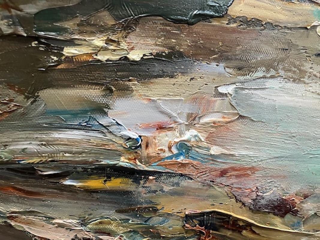 Dove abbiamo camminato, dipinto originale, contemporaneo, paesaggio - Landscape Painting Grigio di Helen Howells