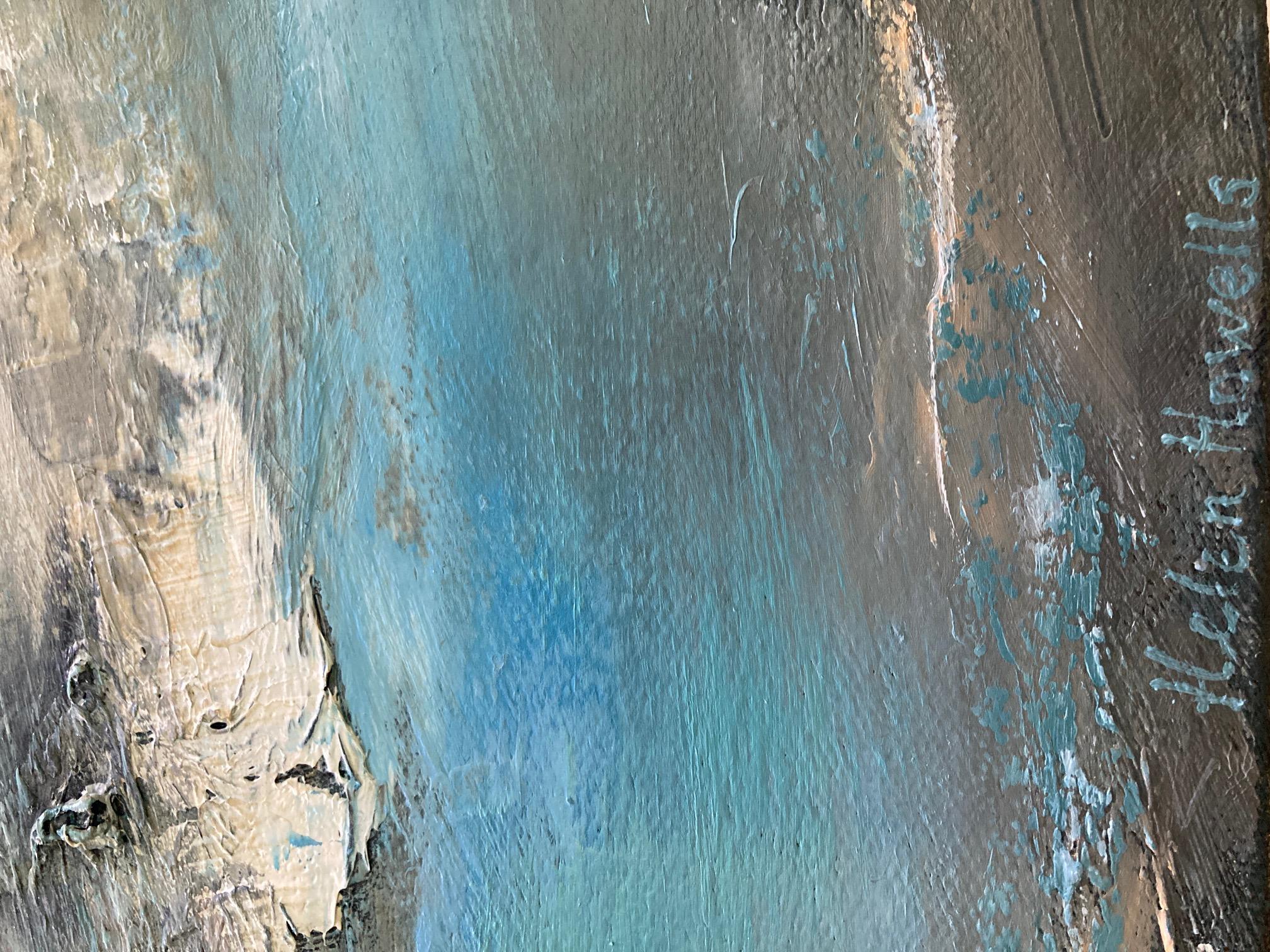 Selvaggio e libero, Pittura originale, Paesaggio marino semi-astratto, Arte dell'oceano, Blu - Painting Astratto di Helen Howells