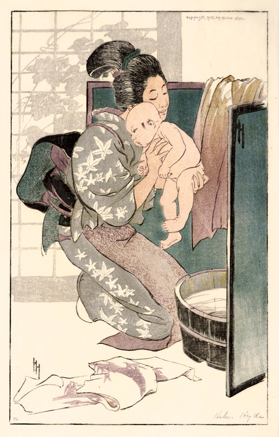 'Il bagno' - Artista donna interculturale dell'era Meji