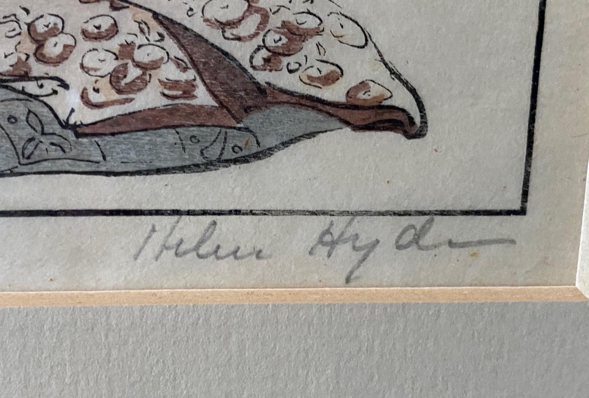 Helen Hyde Signed Japanese Meiji Era Woodblock Woodcut Print The Hired Baby 1909 (Gravure sur bois de l'ère Meiji) en vente 4