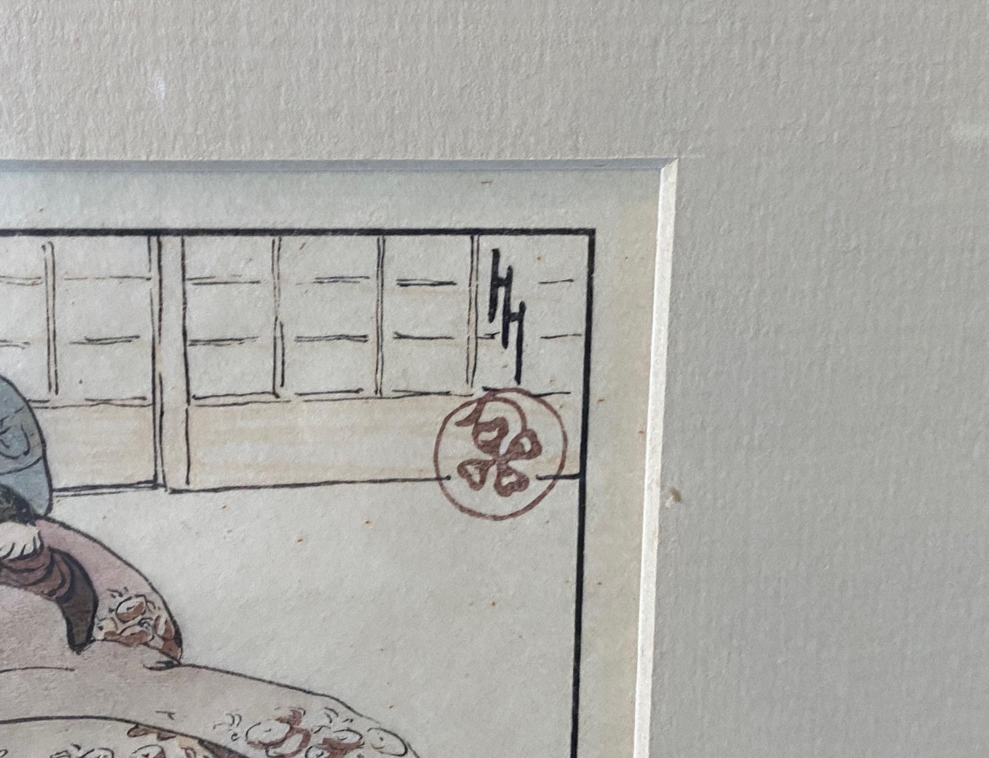 Helen Hyde Signed Japanese Meiji Era Woodblock Woodcut Print The Hired Baby 1909 (Gravure sur bois de l'ère Meiji) en vente 1