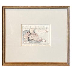 Helen Hyde signiert japanischen Meiji-Ära Holzschnitt Holzschnitt drucken Die Hired Baby 1909