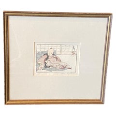 Helen Hyde Signed Japanese Meiji Era Woodblock Woodcut Print The Hired Baby 1909