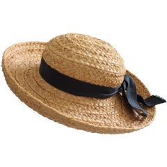 Vintage Helen Kaminski Raffia Wide Brim Hat Classic 5 Handmade in Madagascar One Size