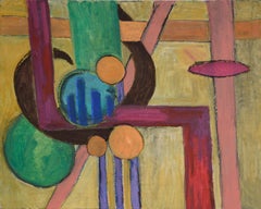 Astratto geometrico colorato - Olio originale su tela del 1969