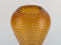 Helén Krantz for Orrefors, Large Fungi Vase in Amber Colored Art Glass, 1980s