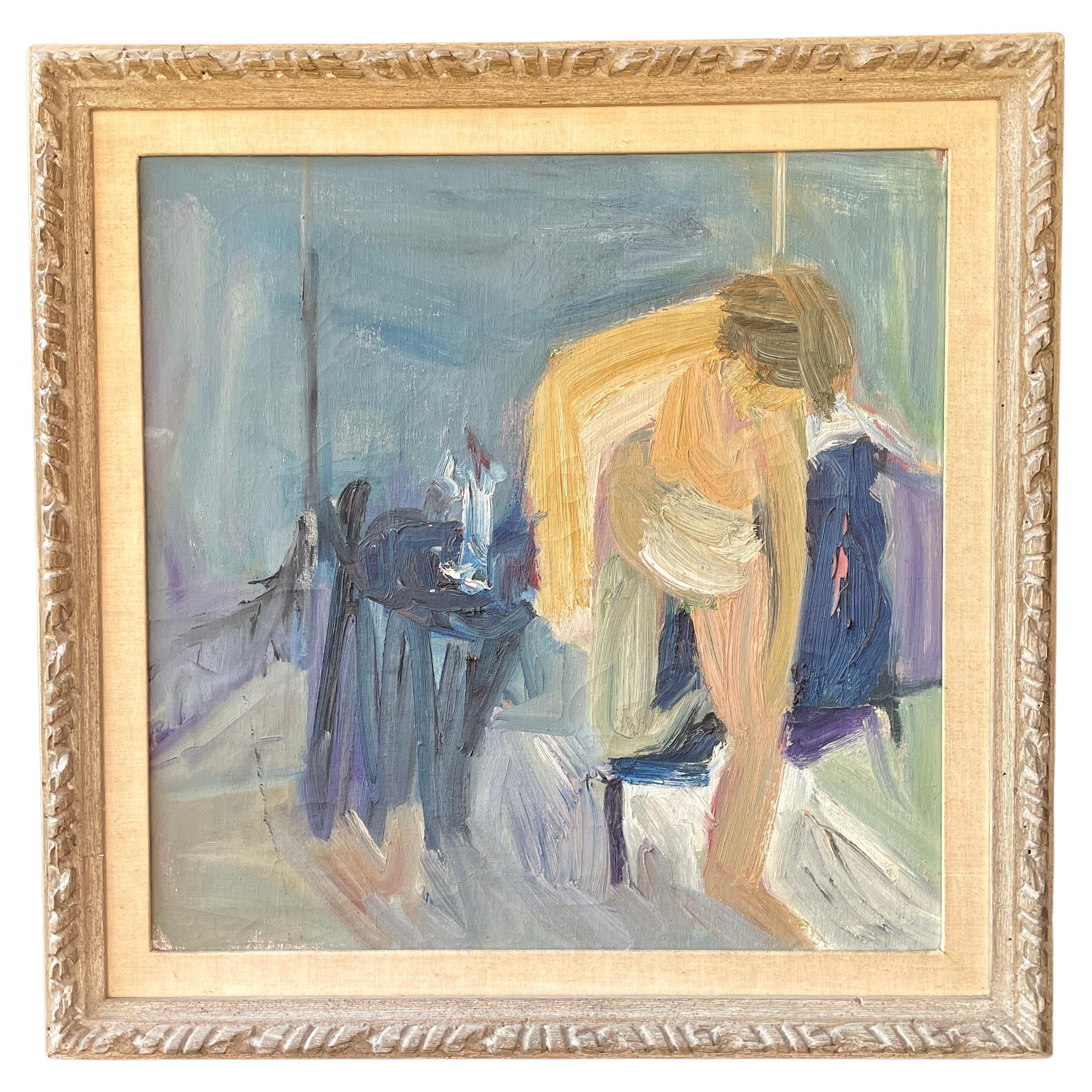 Helen Landgarten Los Angeles Figural Oil Painting Framed an Art Therapy Founder For Sale