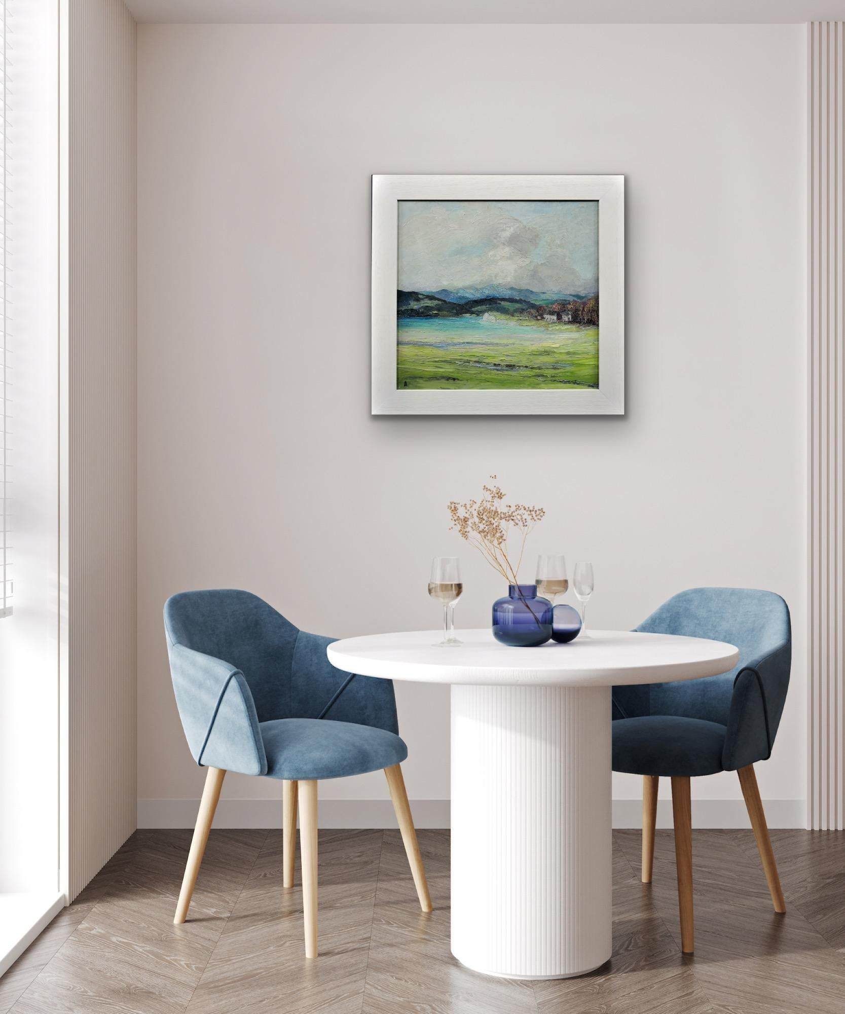 Gerahmte Landschaft im Lake District Impasto, Ölgemälde, Fluss Leventuary, Impasto im Angebot 5