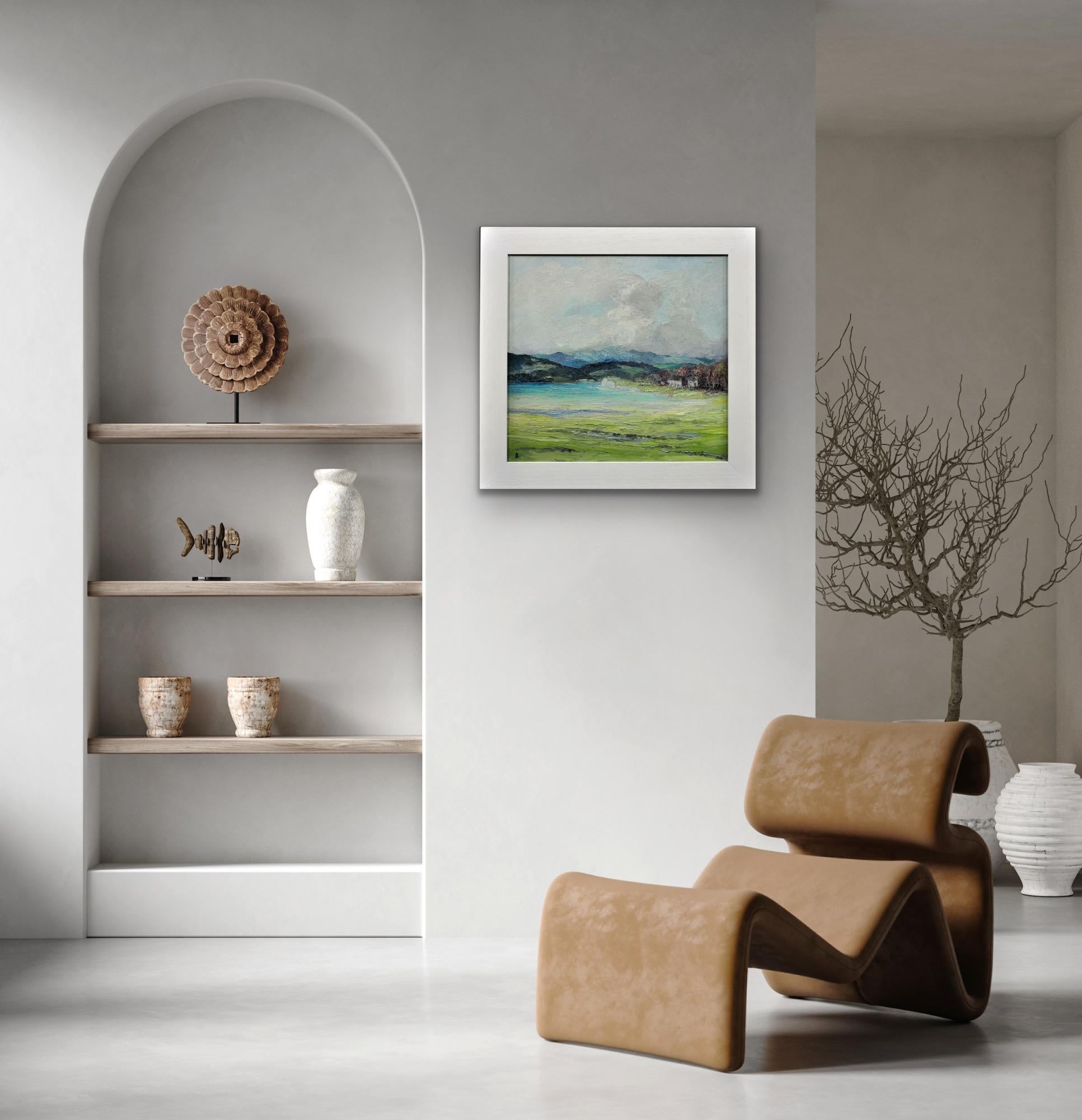 Gerahmte Landschaft im Lake District Impasto, Ölgemälde, Fluss Leventuary, Impasto im Angebot 7