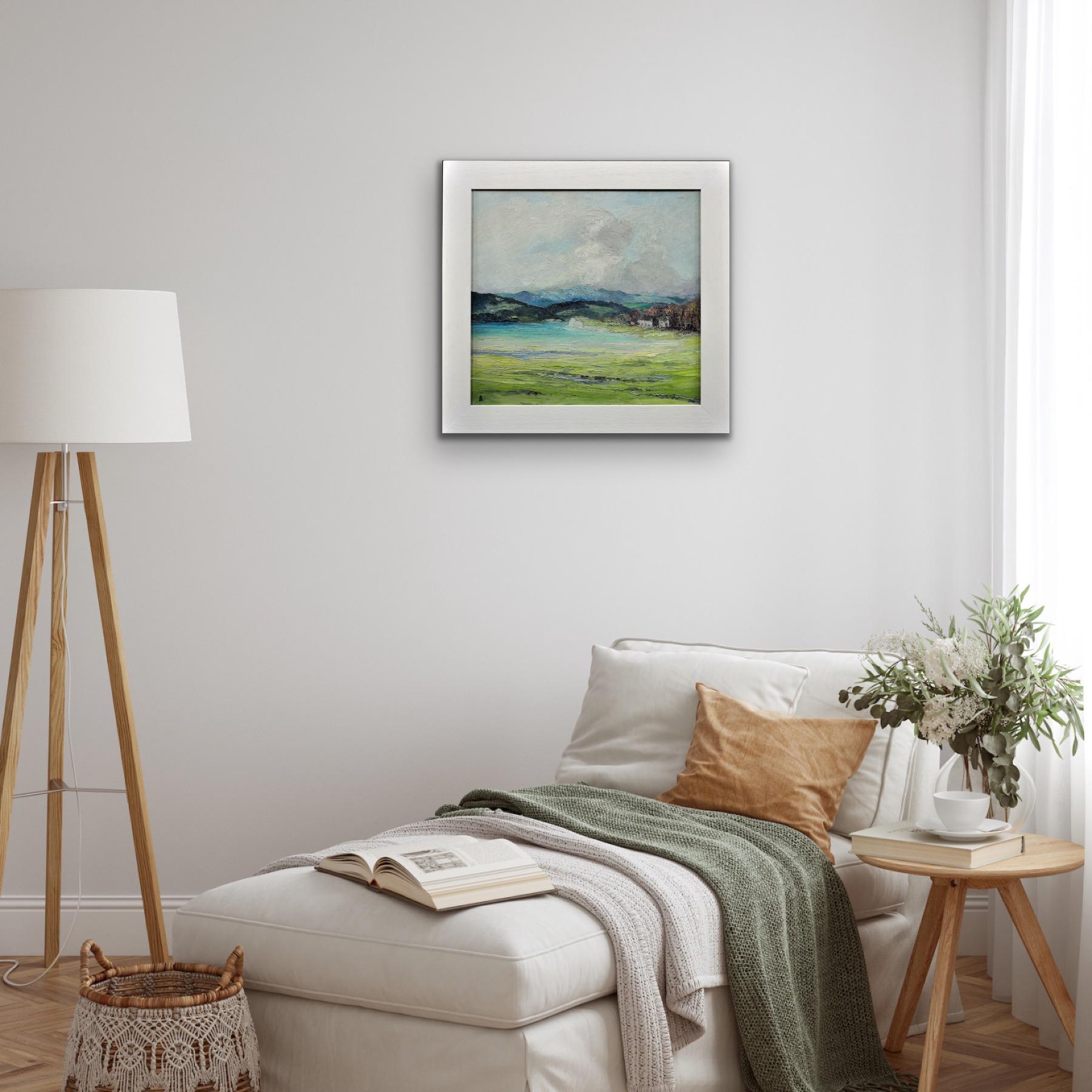 Gerahmte Landschaft im Lake District Impasto, Ölgemälde, Fluss Leventuary, Impasto im Angebot 9
