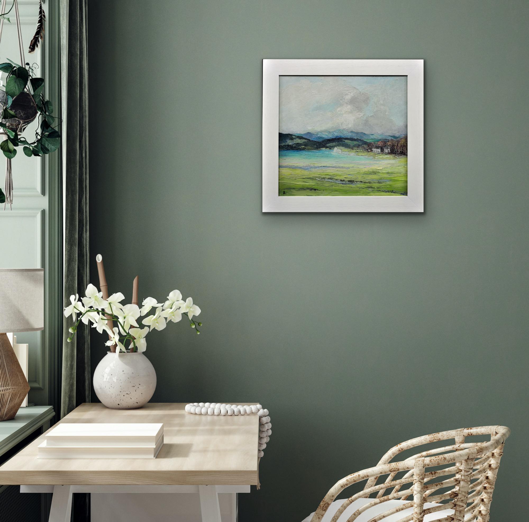 Gerahmte Landschaft im Lake District Impasto, Ölgemälde, Fluss Leventuary, Impasto im Angebot 10